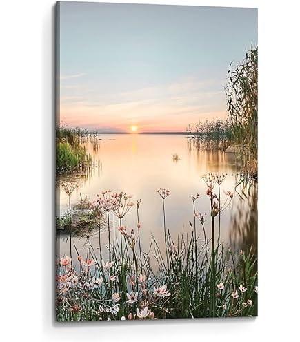 Amazon.co.jp: 湖の桟橋 キャンバスウォールアート モダンで素朴な